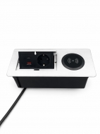 Выдвижная розетка Nexio Q4, 2xUSB A+C, беспроводная зарядка 15 Вт, провод 1,5 м